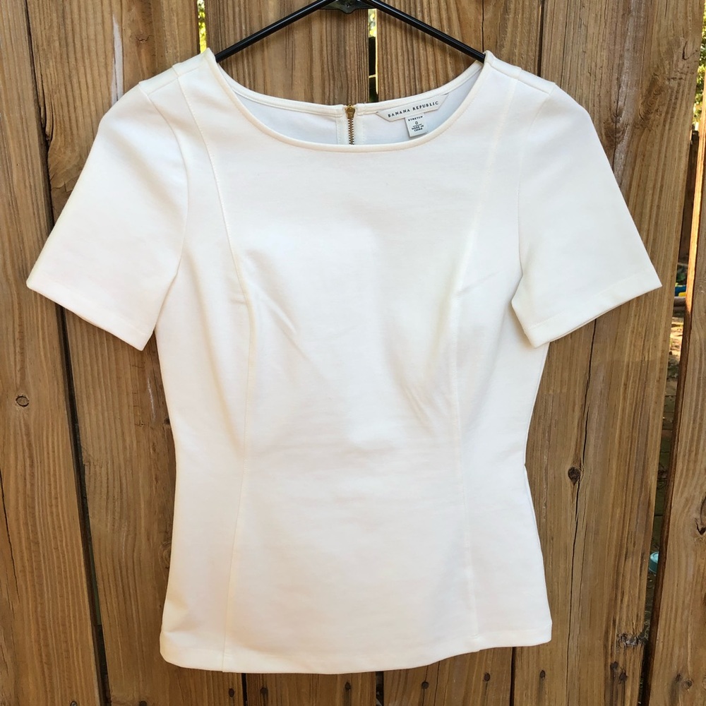 Banana Republic Cream Fitted Stretch Top Size 0